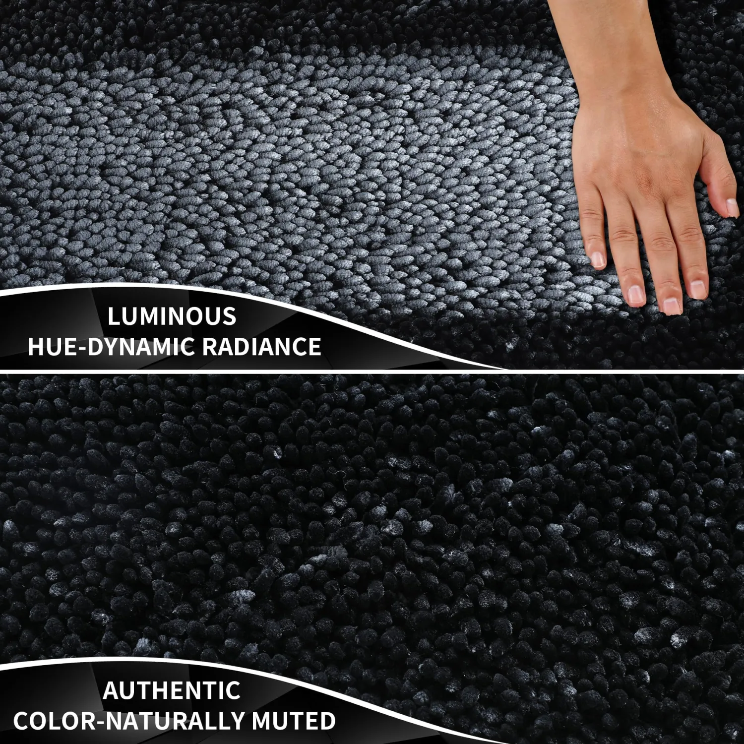 Yimobra Chenille Bathroom Rugs Non Slip, Extra Thick Soft Absorbent Bath Rug, Machine Washable Quick Dry Bath Mat for Bathroom Floor, Tub and Shower, Home Decor Accessories, 24x17, Black