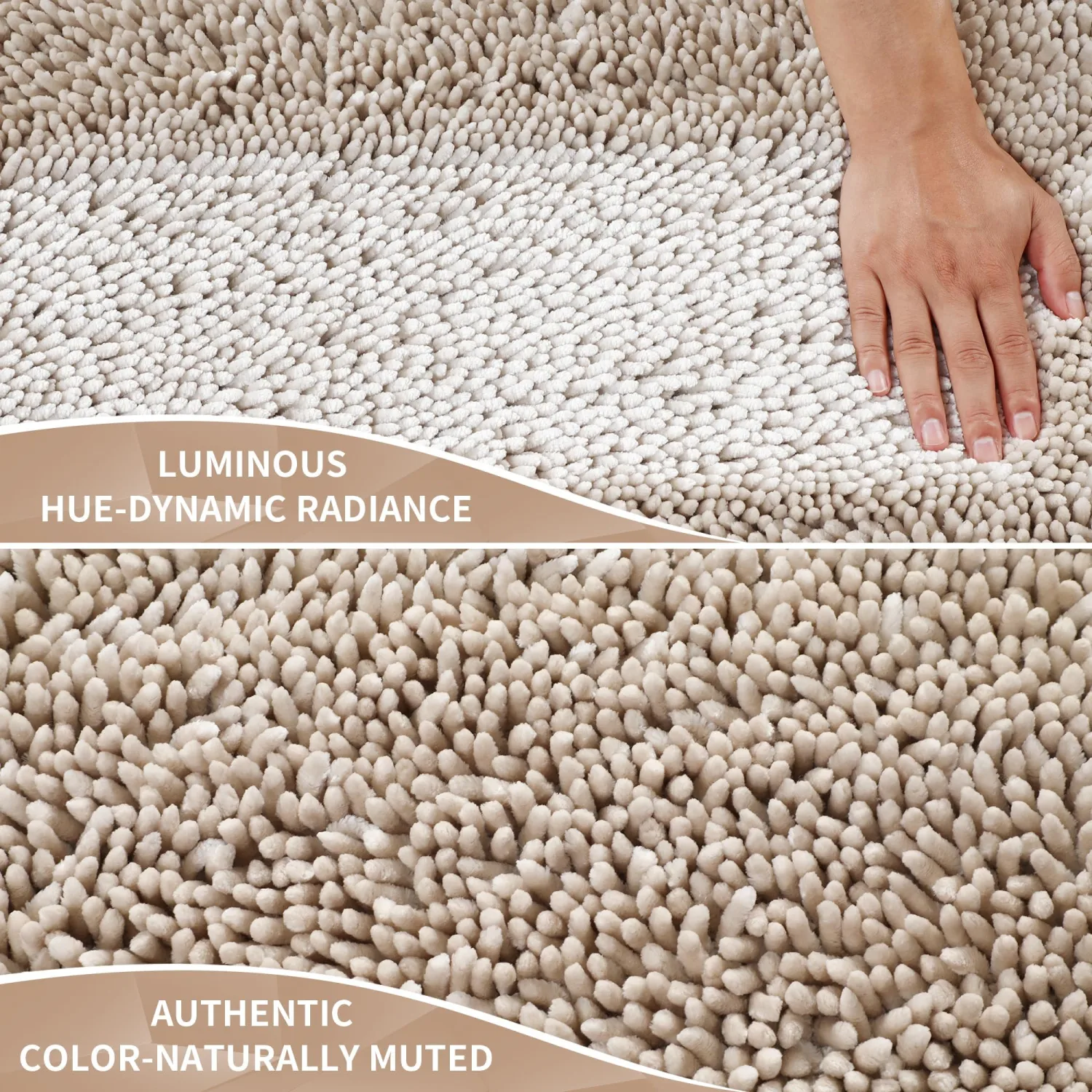 Yimobra Chenille Bathroom Rugs Non Slip, Extra Thick Soft Absorbent Bath Rug 31.5x20 Inch, Machine Washable Quick Dry Bath Mat for Bathroom Floor, Tub and Shower, Home Decor Accessories, Khaki