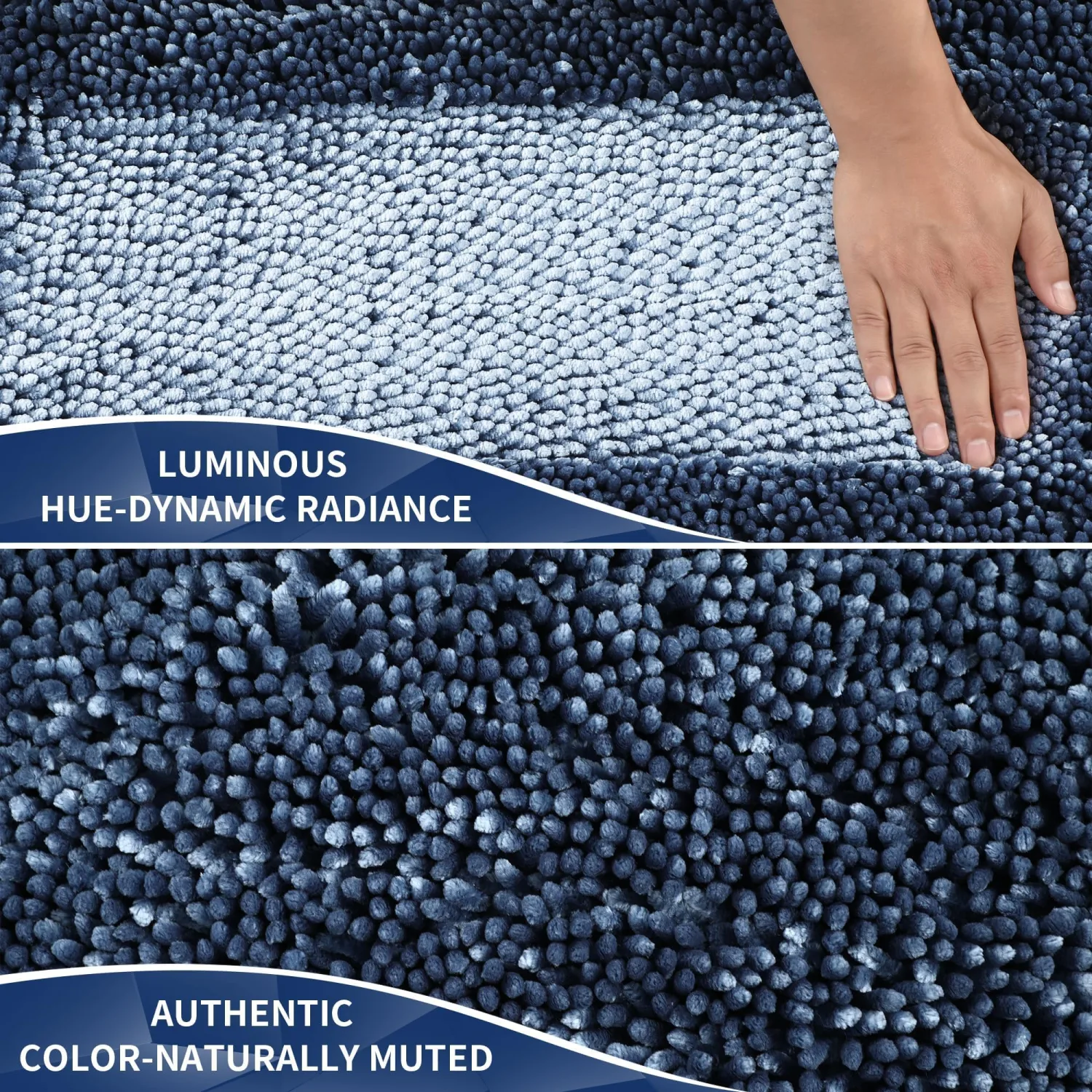 Yimobra Chenille Bathroom Rugs Non Slip, Extra Thick Soft Absorbent Bath Rug 31.5x20 Inch, Machine Washable Quick Dry Bath Mat for Bathroom Floor, Tub and Shower, Home Decor Accessories, Light Blue