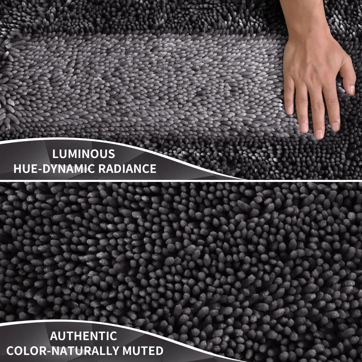 Yimobra Large Bathroom Rug Non Slip 36x24 Inch, Extra Thick Soft Absorbent Chenille Bath Mat, Machine Washable Quick Dry Bath Rugs for Bathroom Floor, Tub and Shower, Home Decor Accessories, Dark Grey