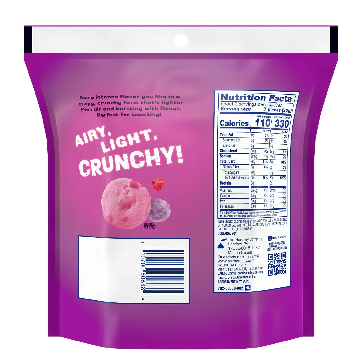 JOLLY RANCHER Freeze Dried Mixed Berry Flavored Candy Bag, 3.1 oz (Pack of 2)