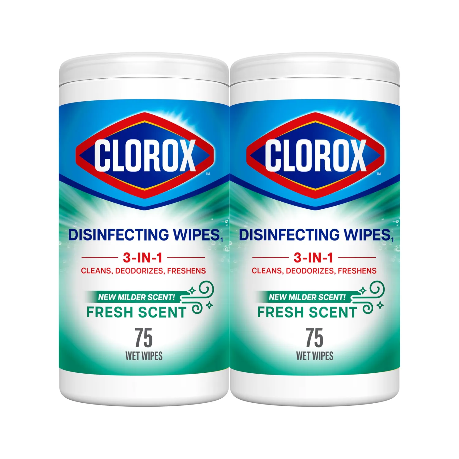 Clorox Disinfecting Wipes, Bleach Free Cleaning Wipes, Fresh, 75 Count (Package May Vary) (Pack of 2)