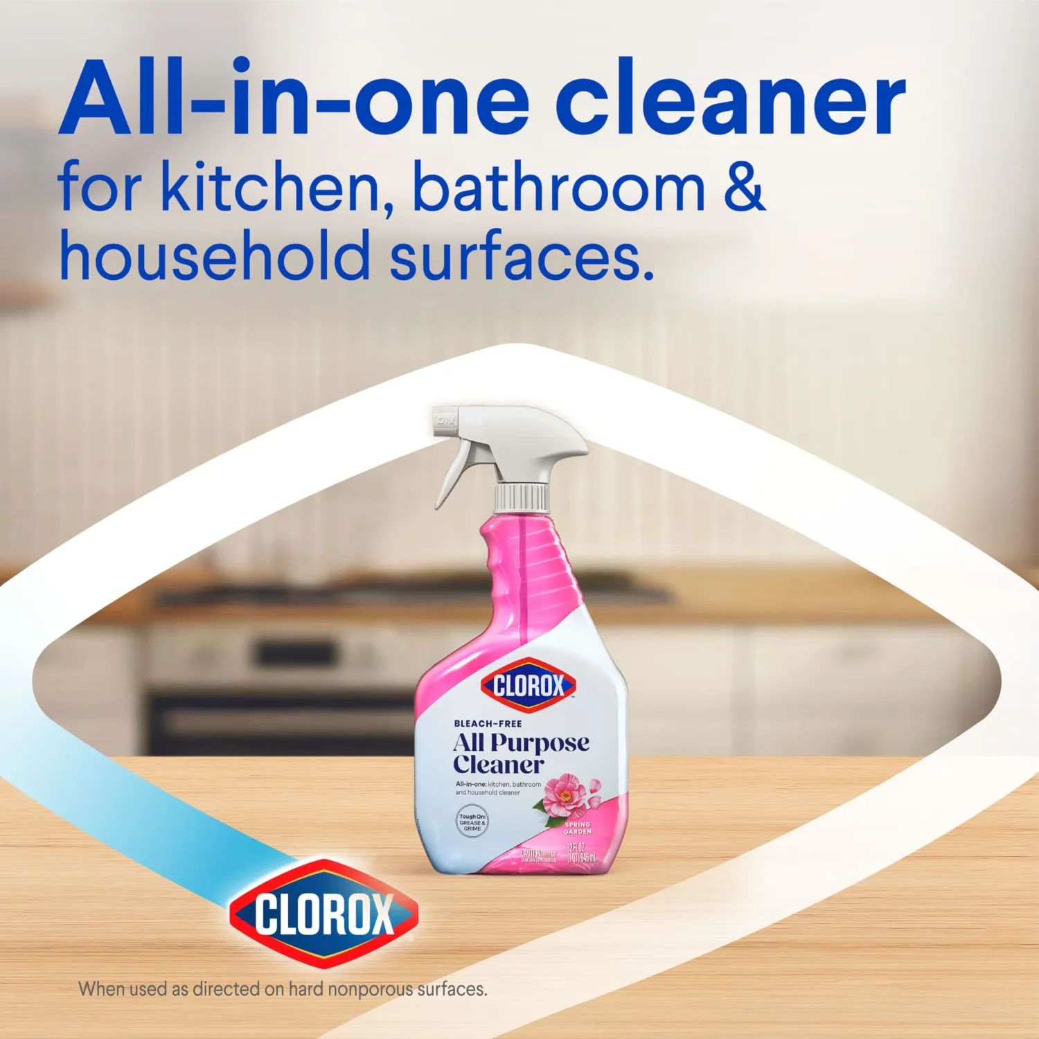 Clorox All Purpose Cleaner, Bleach Free, Spring Garden, 32 Fluid Ounces