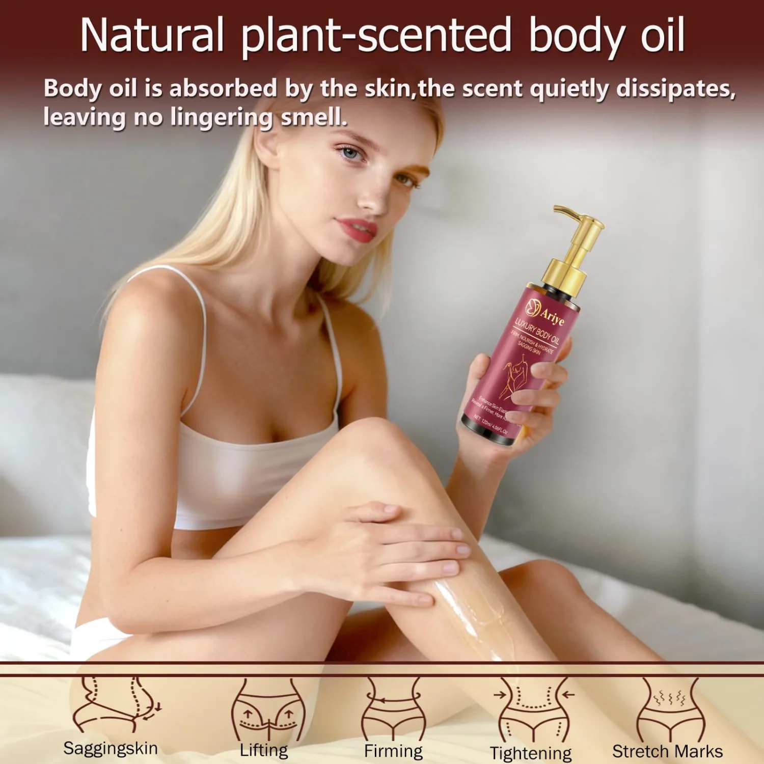 Firming Body Oil for Crepe Skin–Luxury Glow Remedy,After Shower Body Oil for Women,Tightening&Hydrating Treatment for Arms,Legs,Stomach&Body,Natural Firming Oil for Dry Skin,Non-Greasy