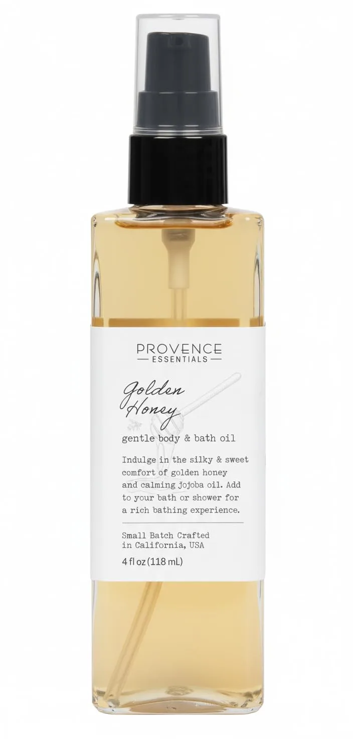 Golden Honey Body and Bath Oil, 4 fl oz – Moisturizing Body Oil with Jojoba and Honey, Natural Skin Hydration