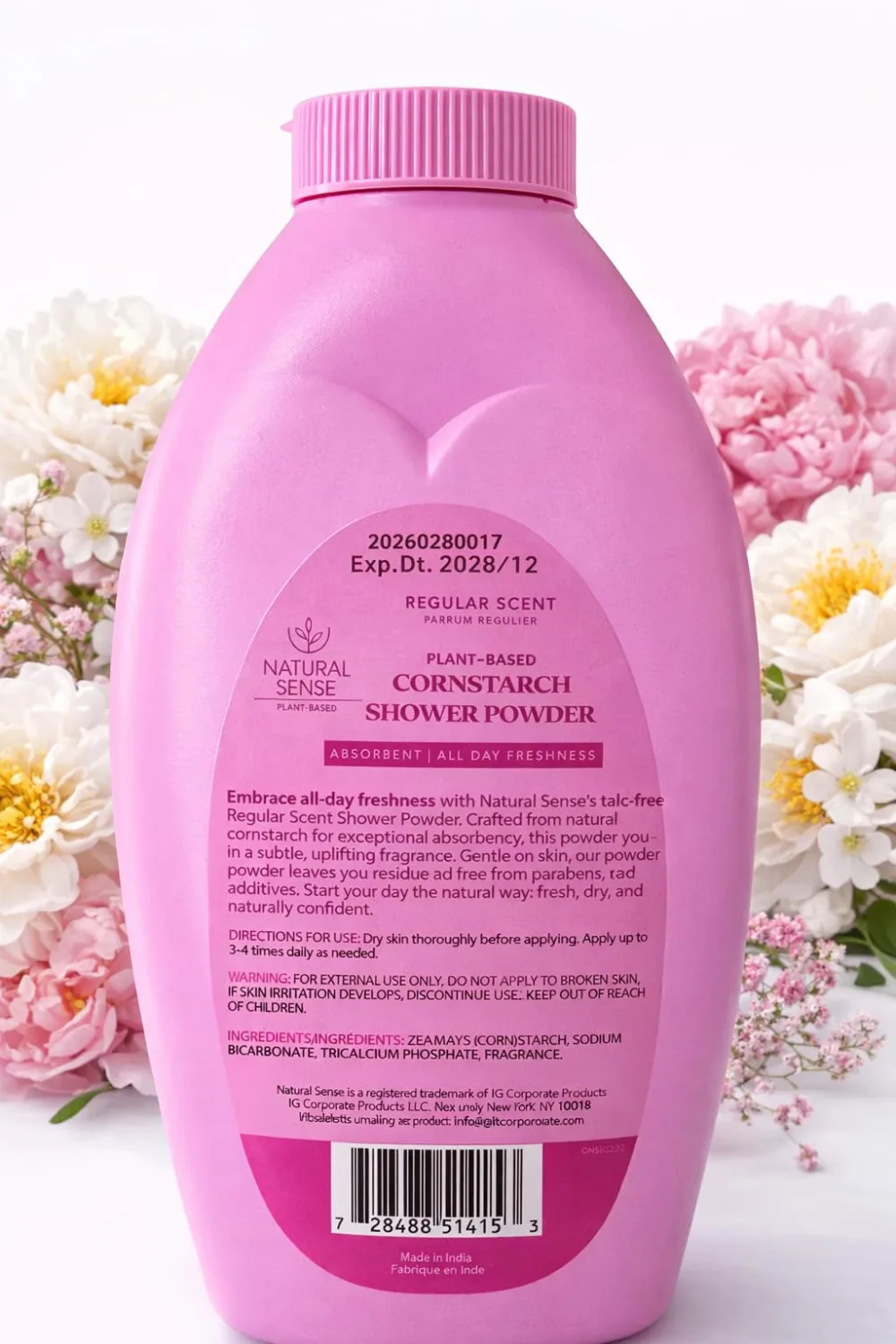 ONE (1) Natural Sense Plant-Based Cornstarch Dusting Powder (Regular Scent) - 10 Ounce - Moisture Control & Chafing Prevention
