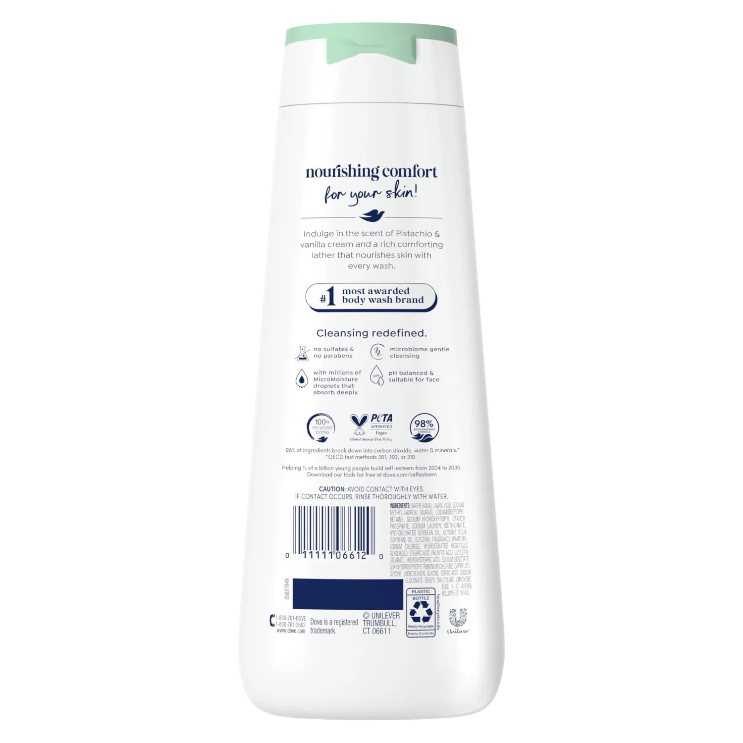 Dove Hydrating Body Wash for Women Pistachio & Vanilla Cream for Hydrated & Repaired Skin 20 fl oz
