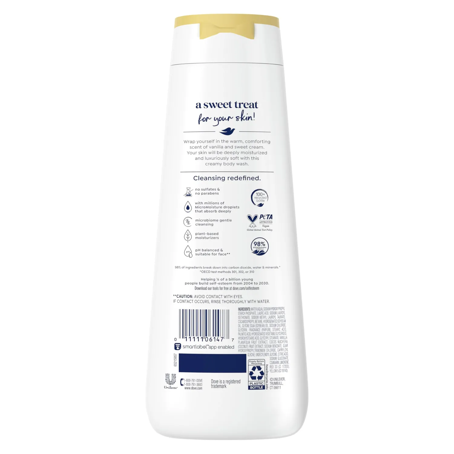 Dove 24hr Lotion Body Wash Indulge Warm Vanilla & Sweet Cream, 20 oz | Moisturizing body wash with MicroMoisture for silky-soft skin
