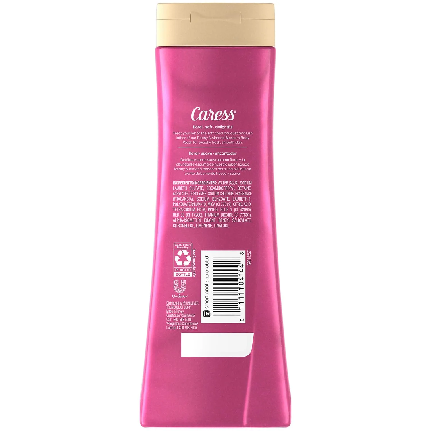 Caress Moisturizing Peony & Almond Blossom Body Wash for Fresh, Smooth Skin, Body Soap to Soothe & Unwind, 20 Fl Oz (Pack of 2)