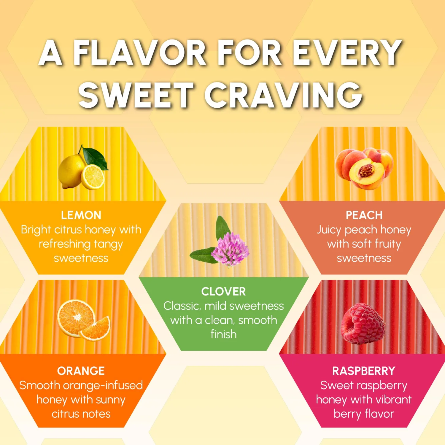 Snackathon Honey Sticks Variety Pack, 50 Count Bulk (Clover, Lemon, Peach, Orange and Raspberry), Fruit-Flavored Honey Straws for Tea & Coffee, Single Serve (1 Teaspoon per Stick), Made in USA