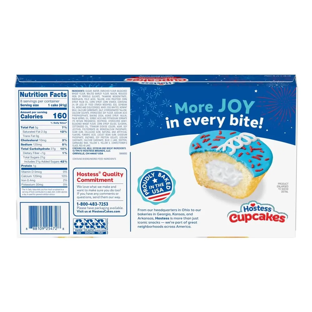 Variety Pack of Snack Cake and Cupcake (Hostess Patriotic Cupcakes, Golden Snack Cakes, 11.57 oz Box)