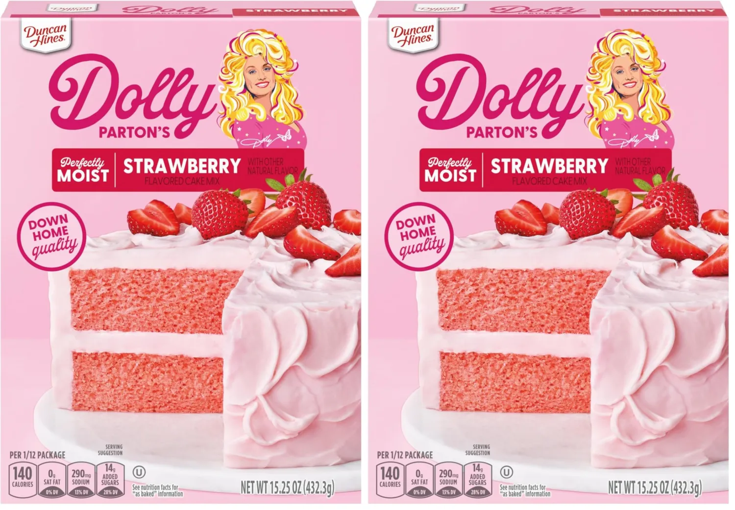 Duncan Hines Dolly Parton's Strawberry Flavored Cake Mix, 15.25 oz. (Pack of 2)