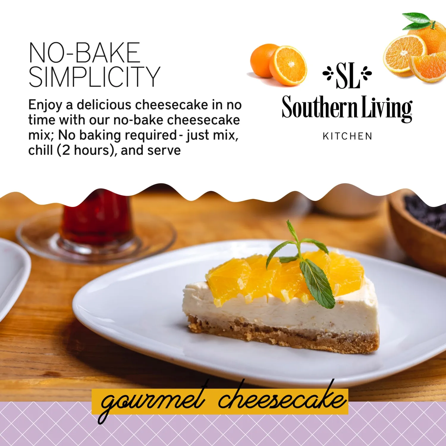 Gourmet Cheesecake Mix, No Bake Cheesecake Cake Mix, Orange Chiffon Cheesecake by Southern Living, Rich, Creamy, Moist and Fluffy Whipped Topping
