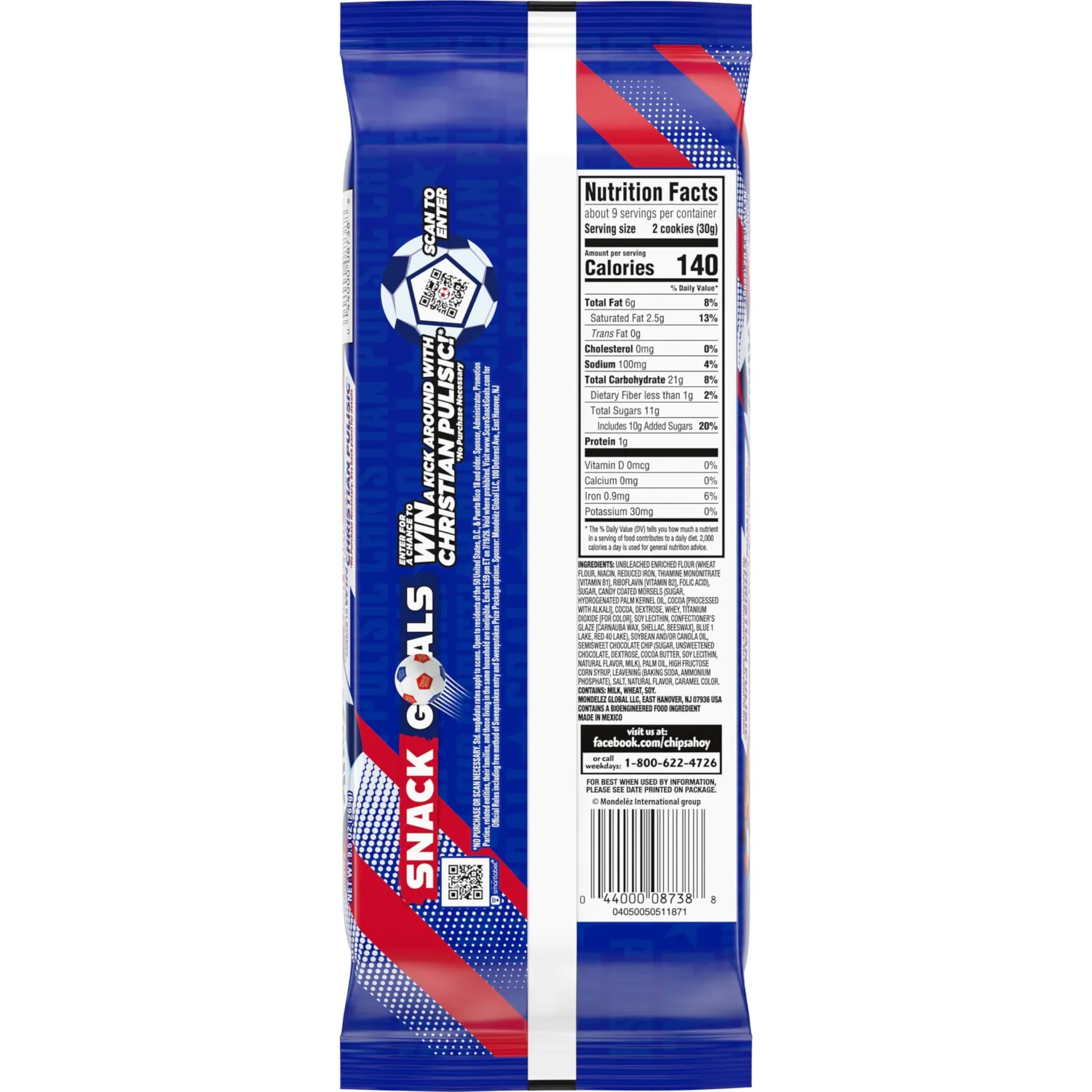 CHIPS AHOY! Crunchy Red, White, and Blue Candy Blasts Fudgy Chocolate Chip Cookies, Limited Edition, 9.5 oz