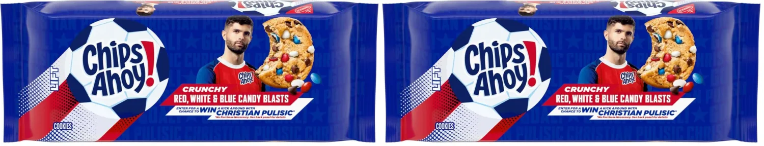 CHIPS AHOY! Crunchy Red, White, and Blue Candy Blasts Fudgy Chocolate Chip Cookies, Limited Edition, 9.5 oz (Pack of 2)