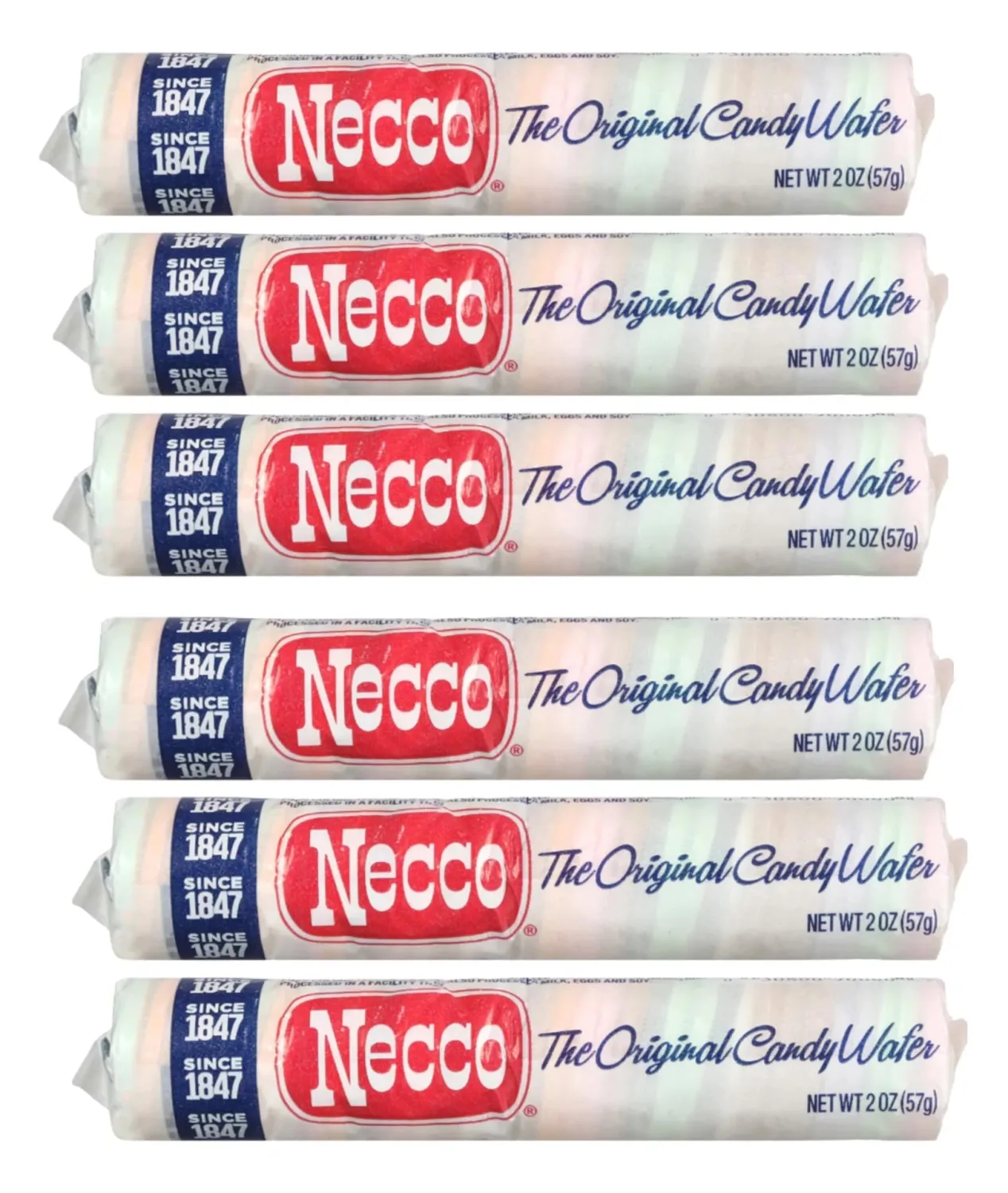 Necco The Original Wafer Candy, Enjoy all of the Different Flavors to yourself or Share with Someone, Timeless Classic Everyone is Sure to Enjoy - 2 Ounce Rolls (Pack of 6)