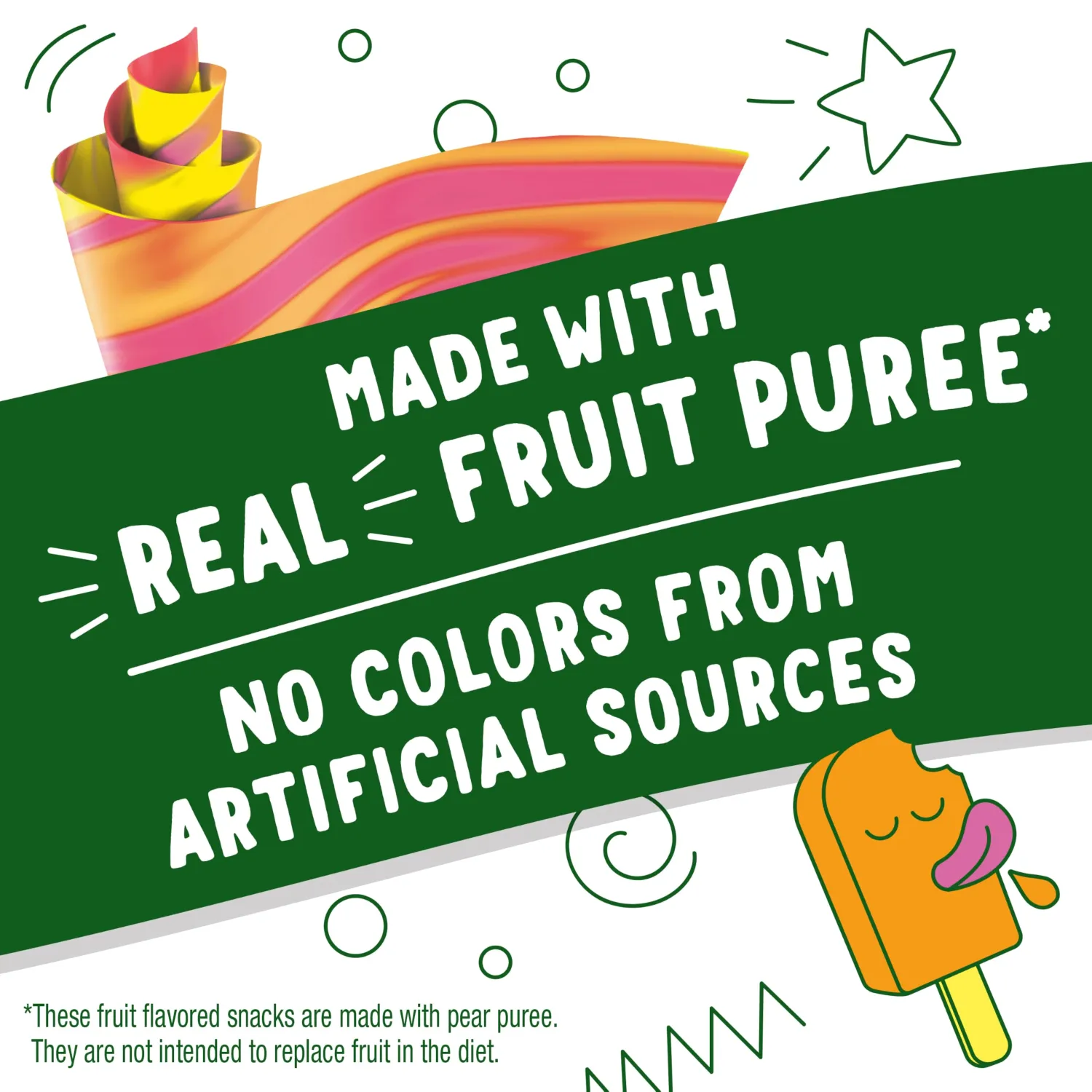 Fruit Roll-Ups Fruit Flavored Snacks, Rainbow Sherbet, No Colors from Artificial Sources, Gluten Free, Family Pack, 30 Ct, 15 oz