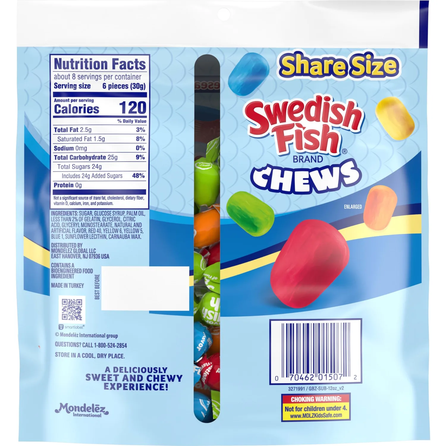 SWEDISH FISH Chews Soft & Chewy Candy, Share Size, 8.12 oz