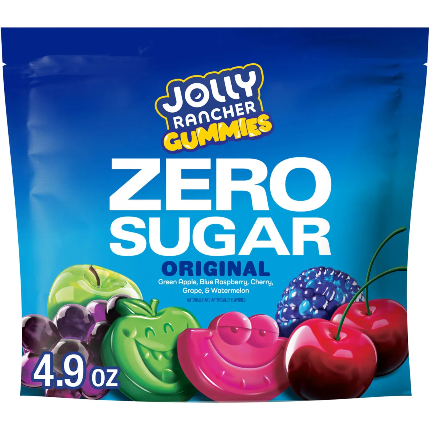 JOLLY RANCHER Gummies Zero Sugar Assorted Fruit Flavored Candy Bag, 4.9 oz (7 Pouches)