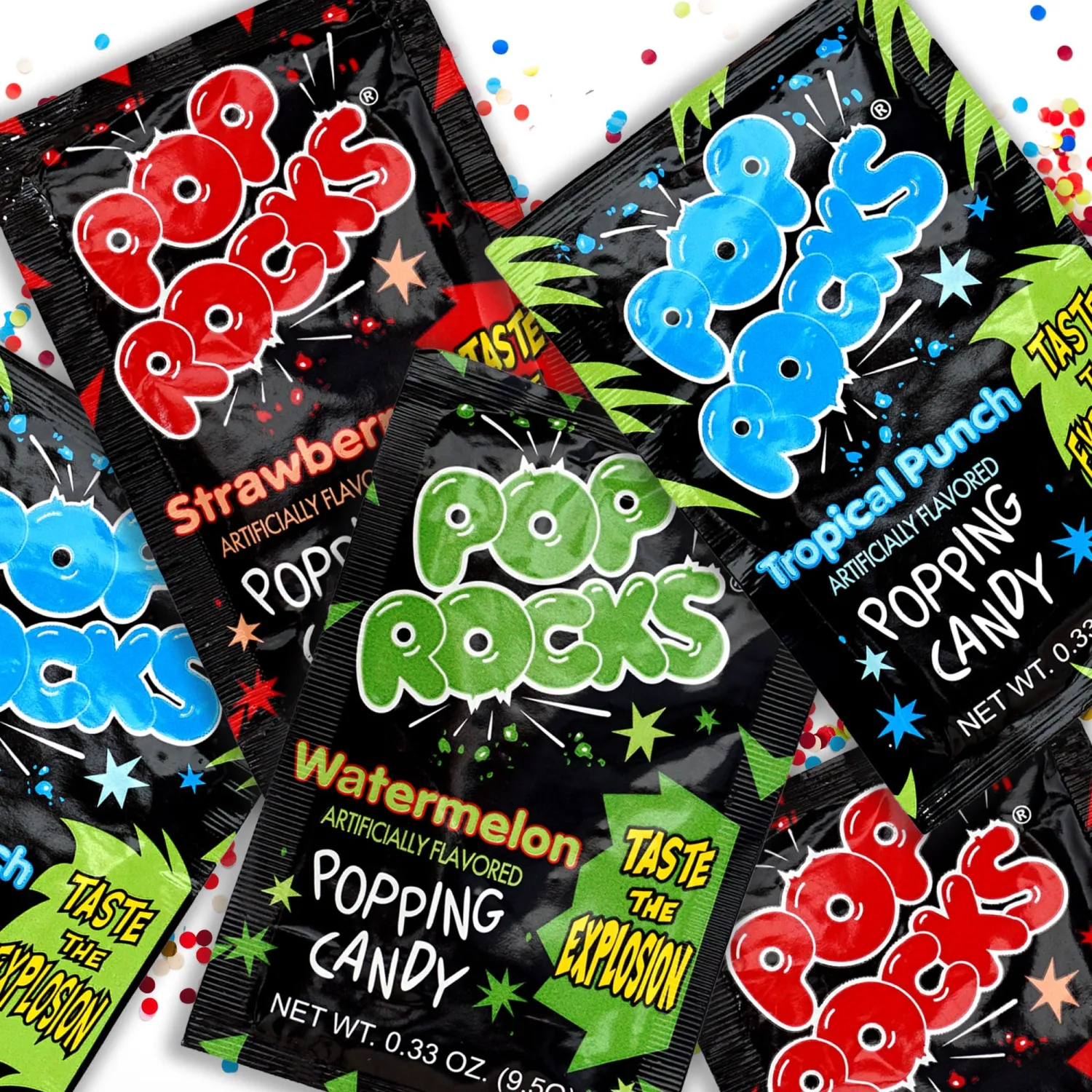 The Hampton Candy Company Pop Rocks Candy 3 Pack, Watermelon, Strawberry, Tropical Punch