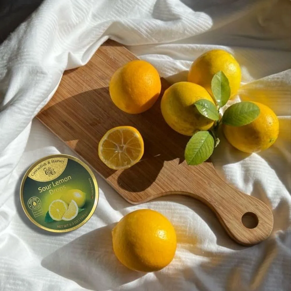 Cavendish & Harvey | Sour Lemon Hard Candy Drops | 5.3 Ounce Tin