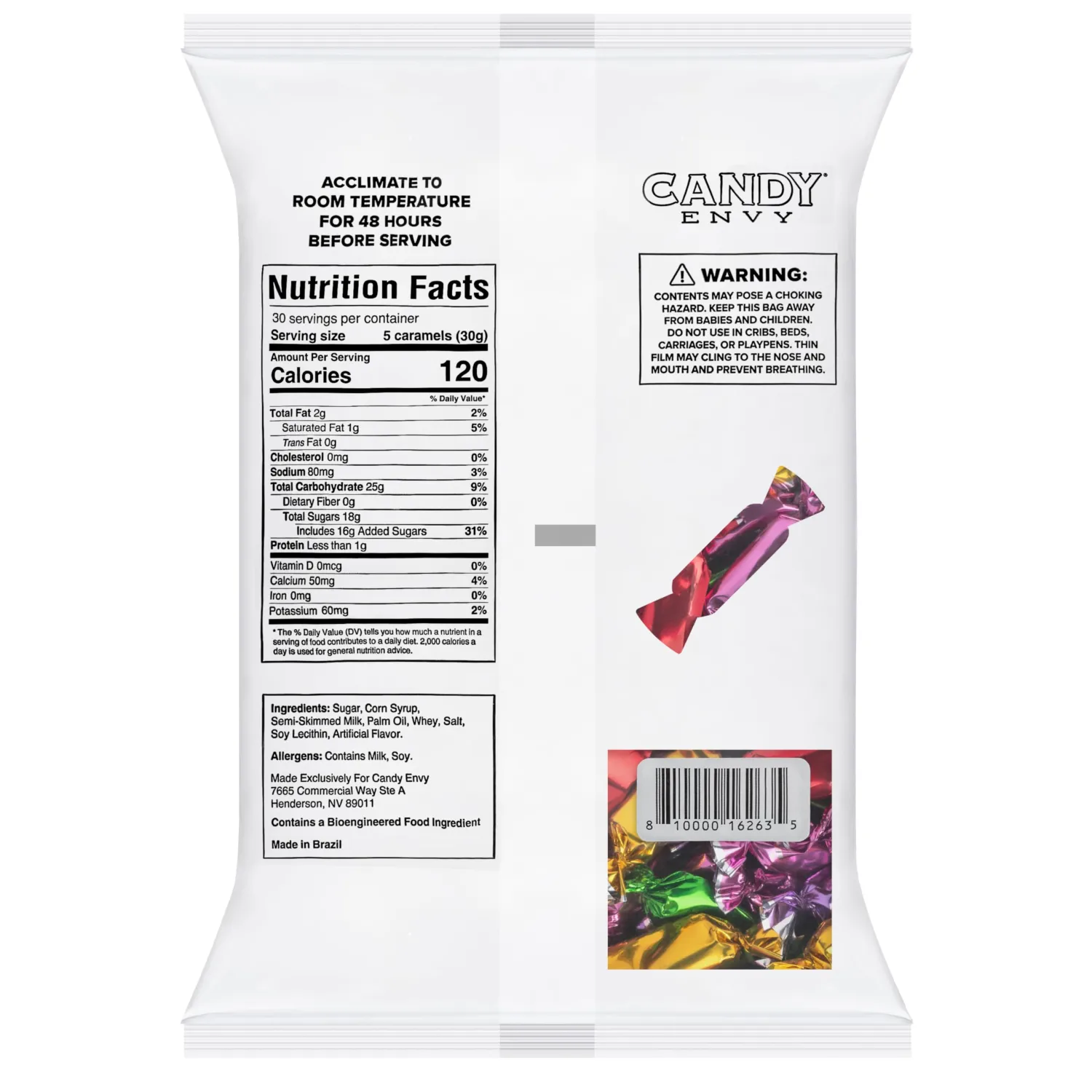 Candy Envy - Individually Wrapped Caramels - Assorted Color Wrappers - 2 Pound Bulk Assorted Candy - 150 Pieces Per Bag