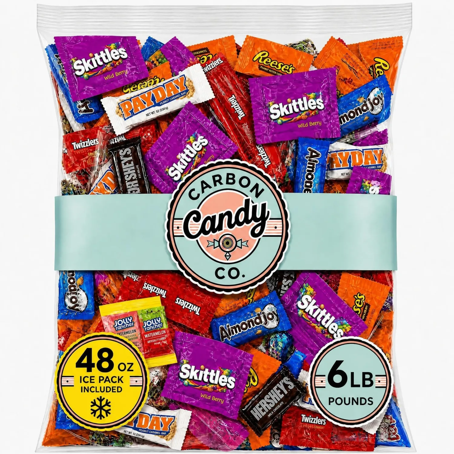 Bulk Pinata Candy and Chocolate Variety Pack, 6LB Assorted Individually Wrapped Candy Mix for Pinatas, Goodie Bags, Birthdays and Party Favors, Chocolate & Sweets, Ships with Ice - July 4th