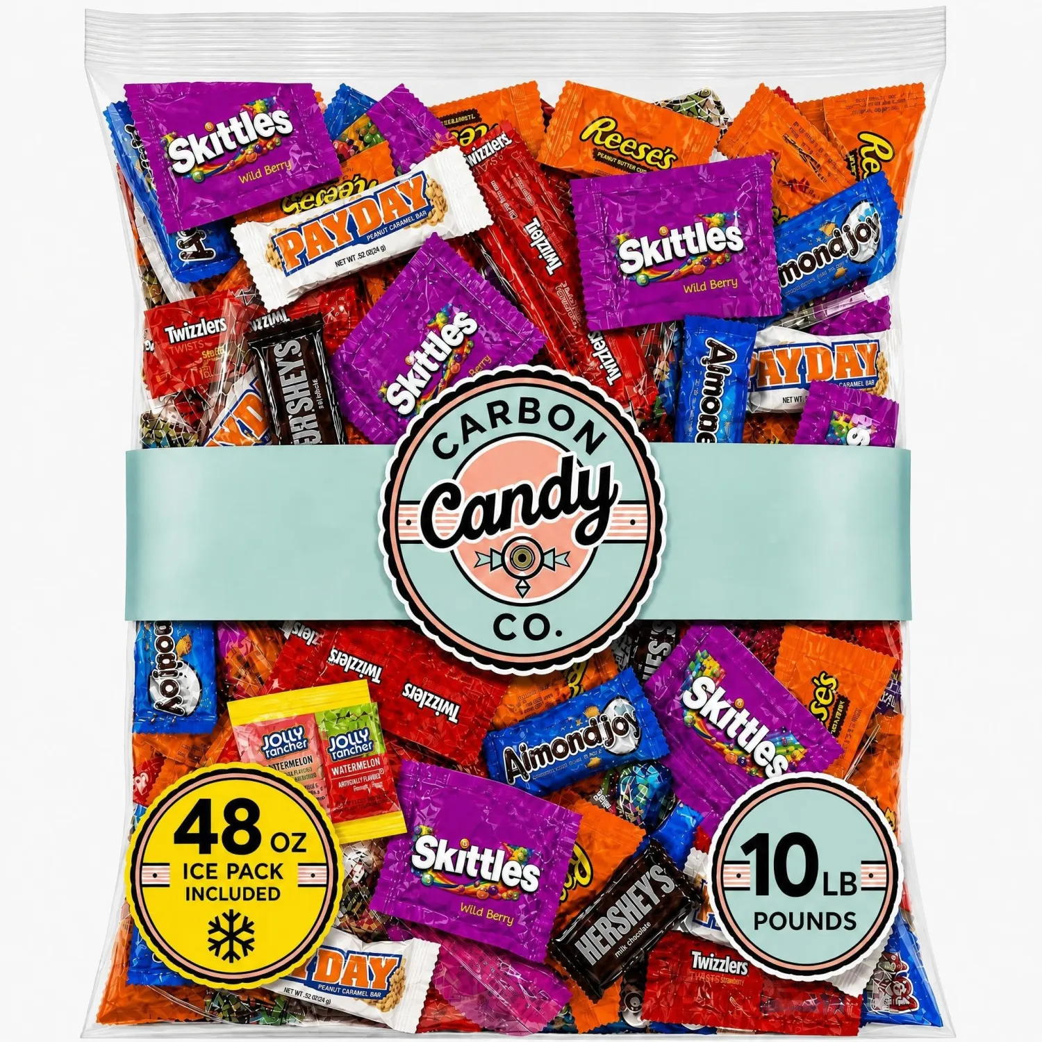 Bulk Pinata Candy and Chocolate Variety Pack, 10 lb Assorted Individually Wrapped Candy Mix for Pinatas, Goodie Bags, Birthdays and Party Favors, Chocolate & Sweets, Ships with Ice - July 4th