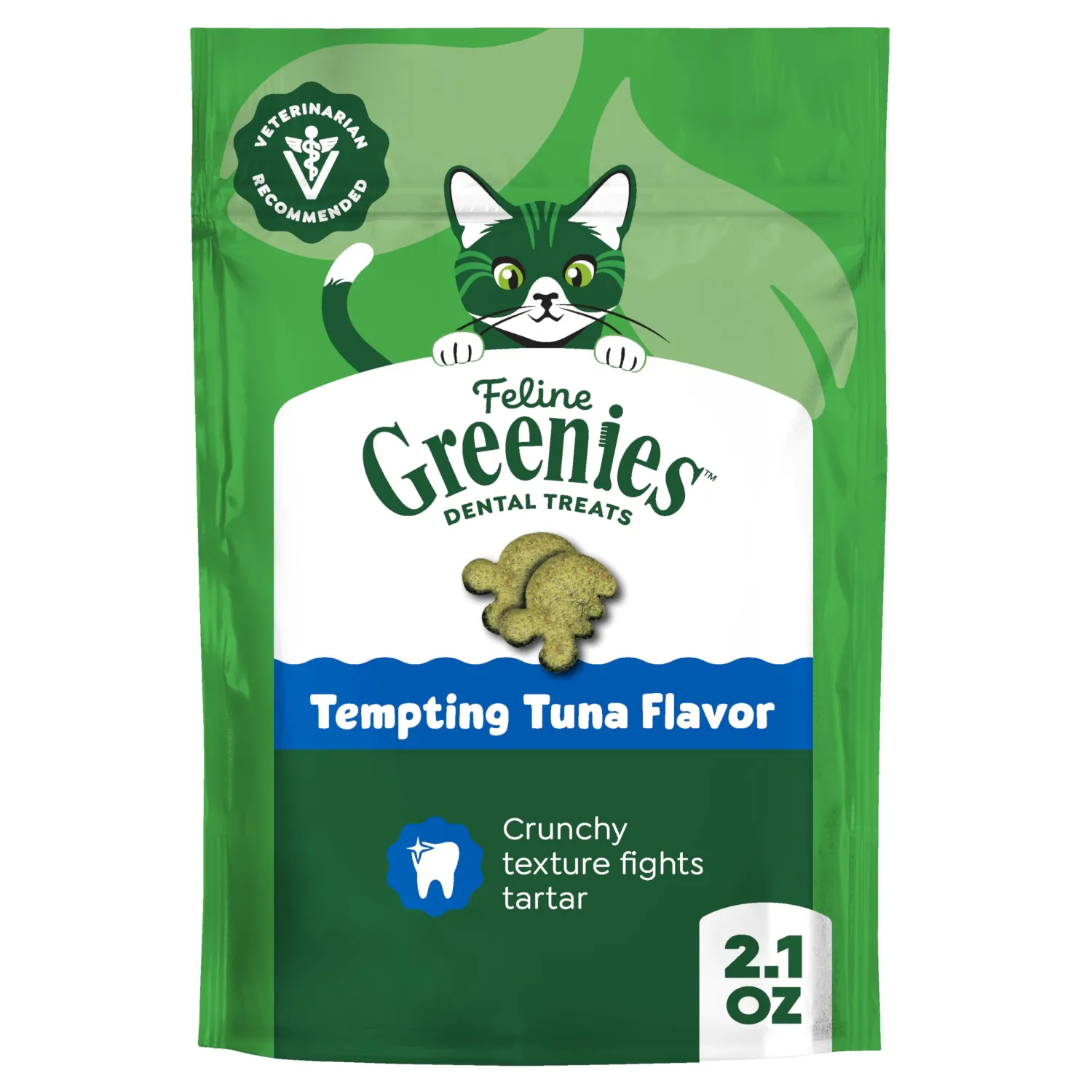 Greenies Cat Treats, Veterinarian-Recommended Adult Natural Dental Cat Treats, Tempting Tuna Flavor, 2.1 oz. Pack