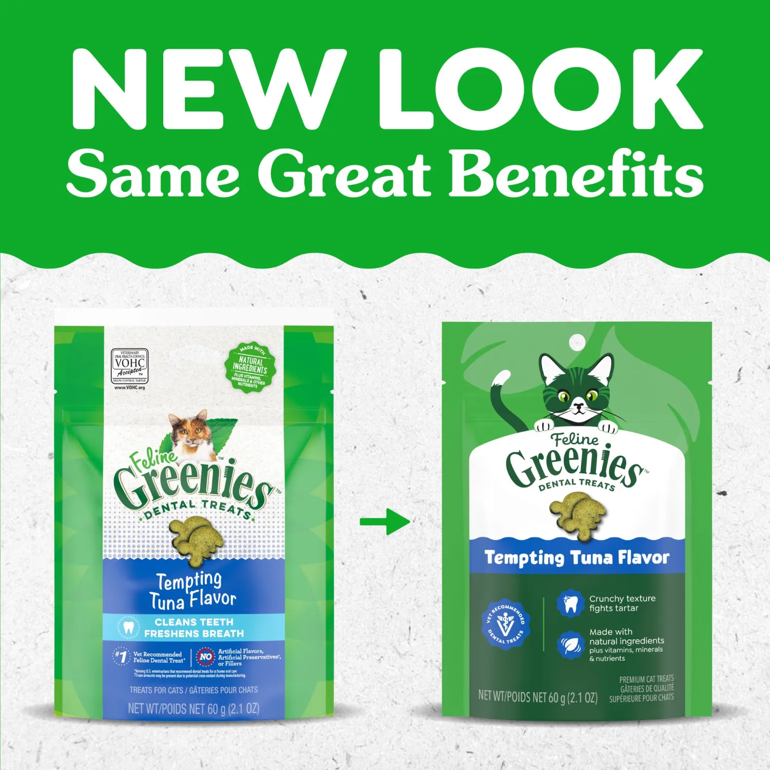 Greenies Cat Treats, Veterinarian-Recommended Adult Natural Dental Cat Treats, Tempting Tuna Flavor, 2.1 oz. Pack