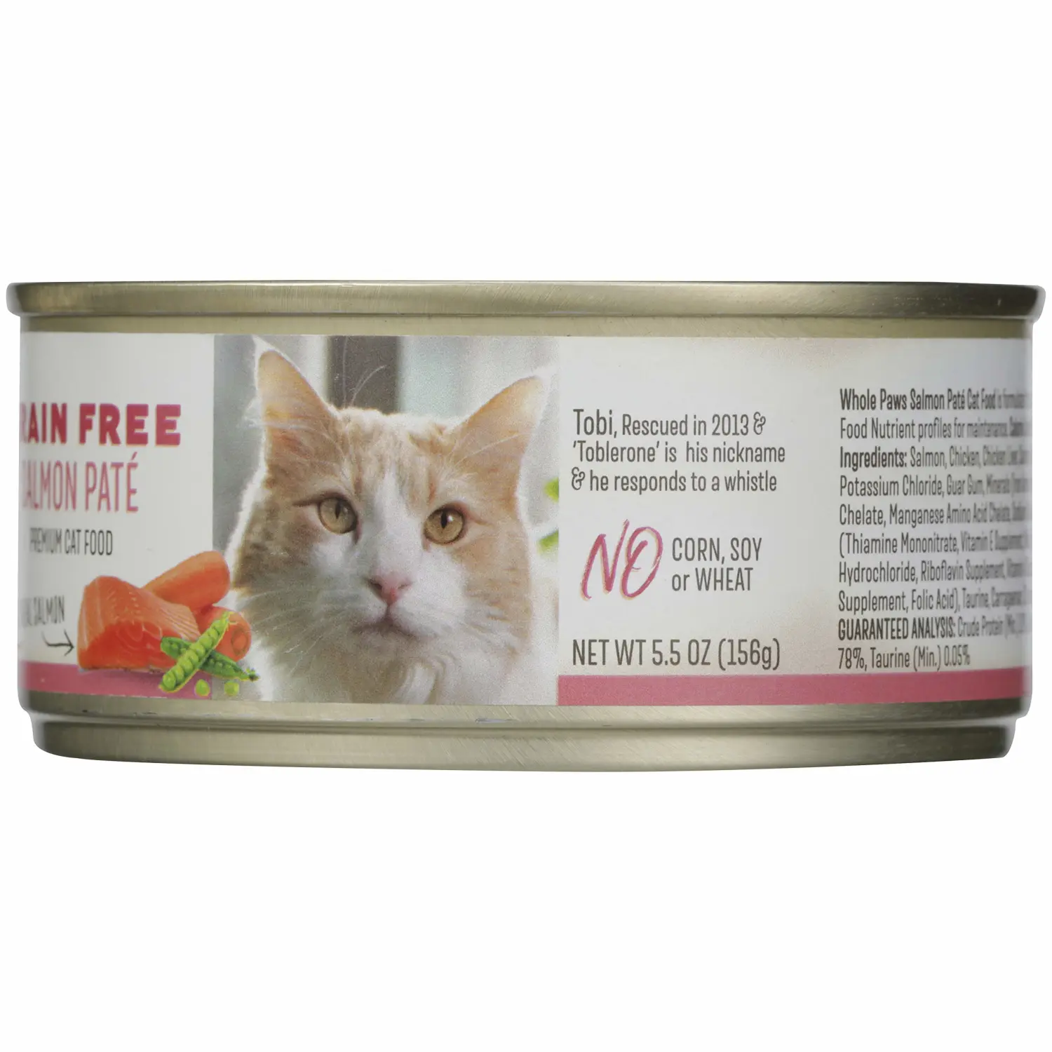 Whole Paws, Grain-Free Wet Cat Food, Salmon Paté Loaf Recipe, 5.5 Ounce