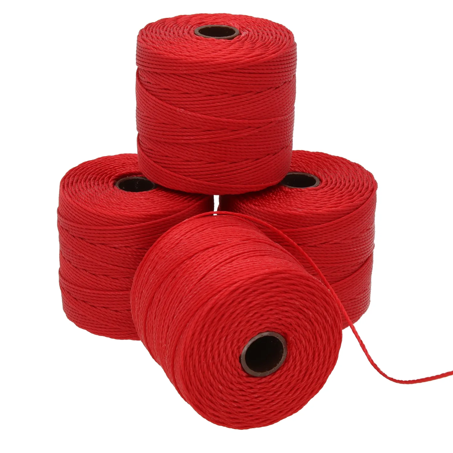 The Beadsmith S-Lon Bead Cord – .5 mm Twisted Nylon Cord for Stringing, 4 Spools, Shanghai Red Color, TEX210, 77 Yards per Spool