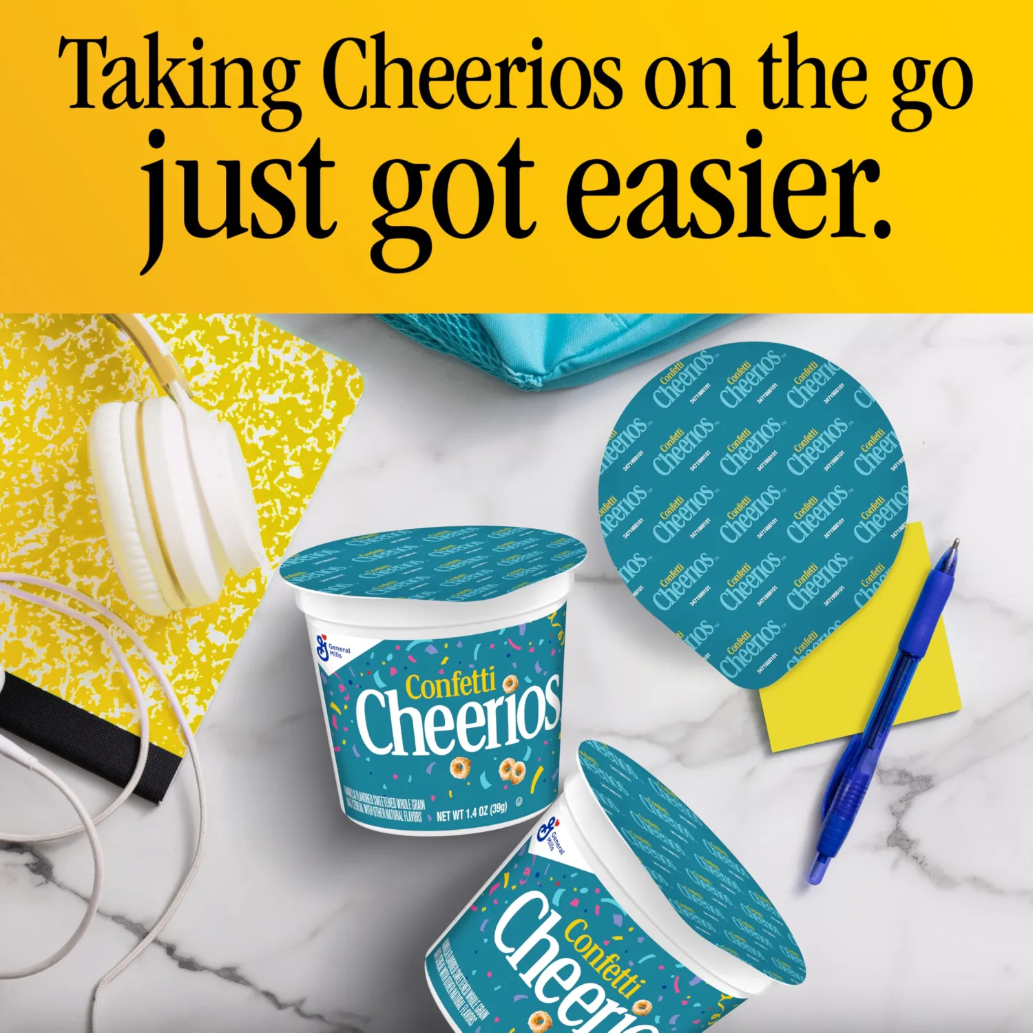 Confetti Cheerios Breakfast Cereal Cup, Gluten Free, Single Serve Cereal, 1.4 oz