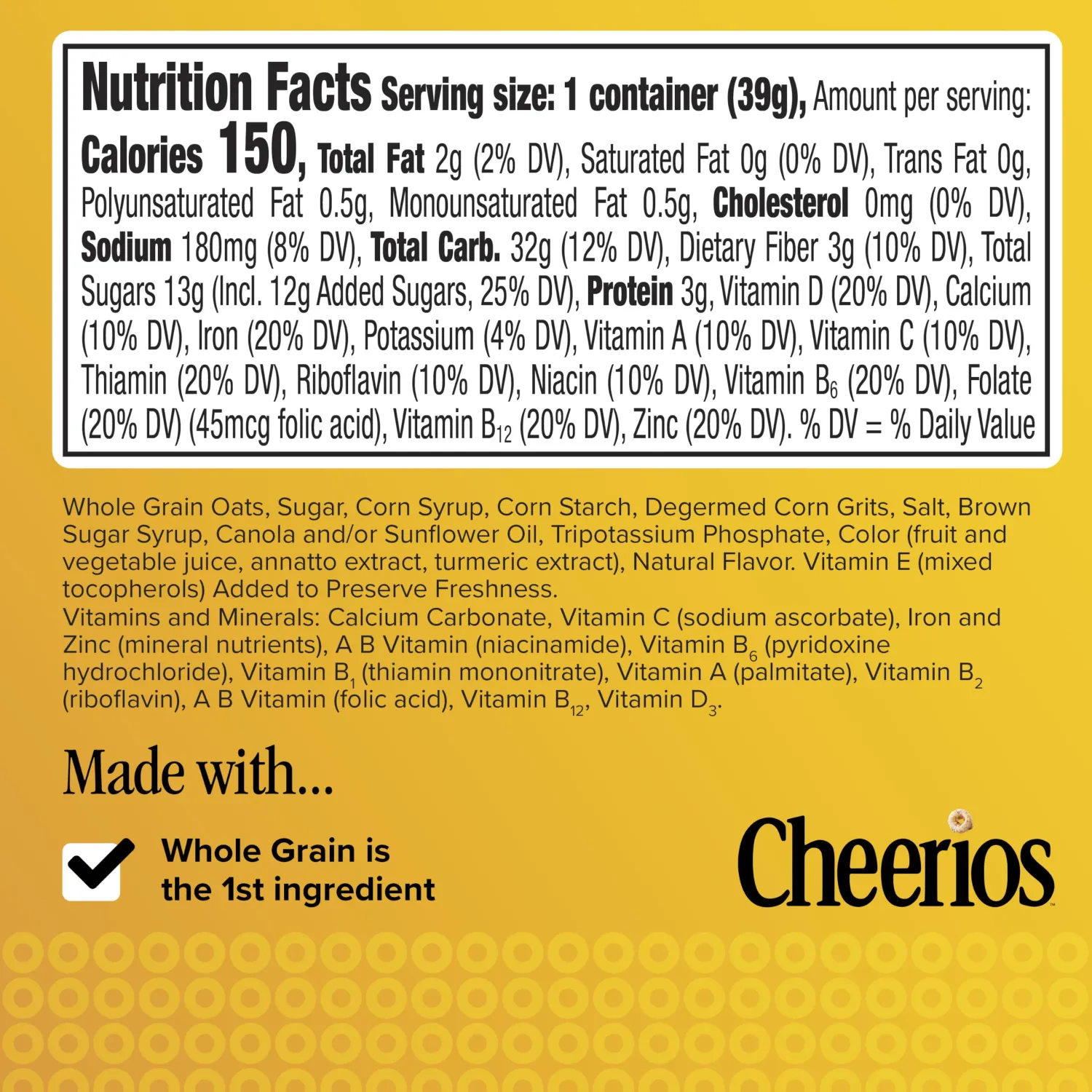 Confetti Cheerios Breakfast Cereal Cup, Gluten Free, Single Serve Cereal, 1.4 oz