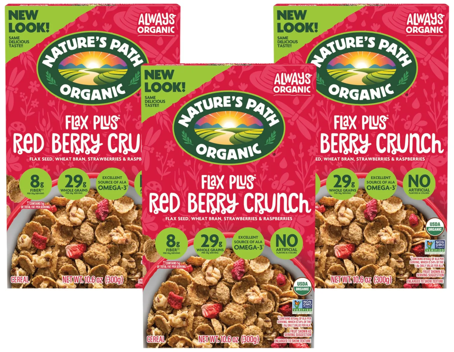 Nature's Path Red Berry Flax Cereal, Organic, 10.6 oz (Pack of 3)