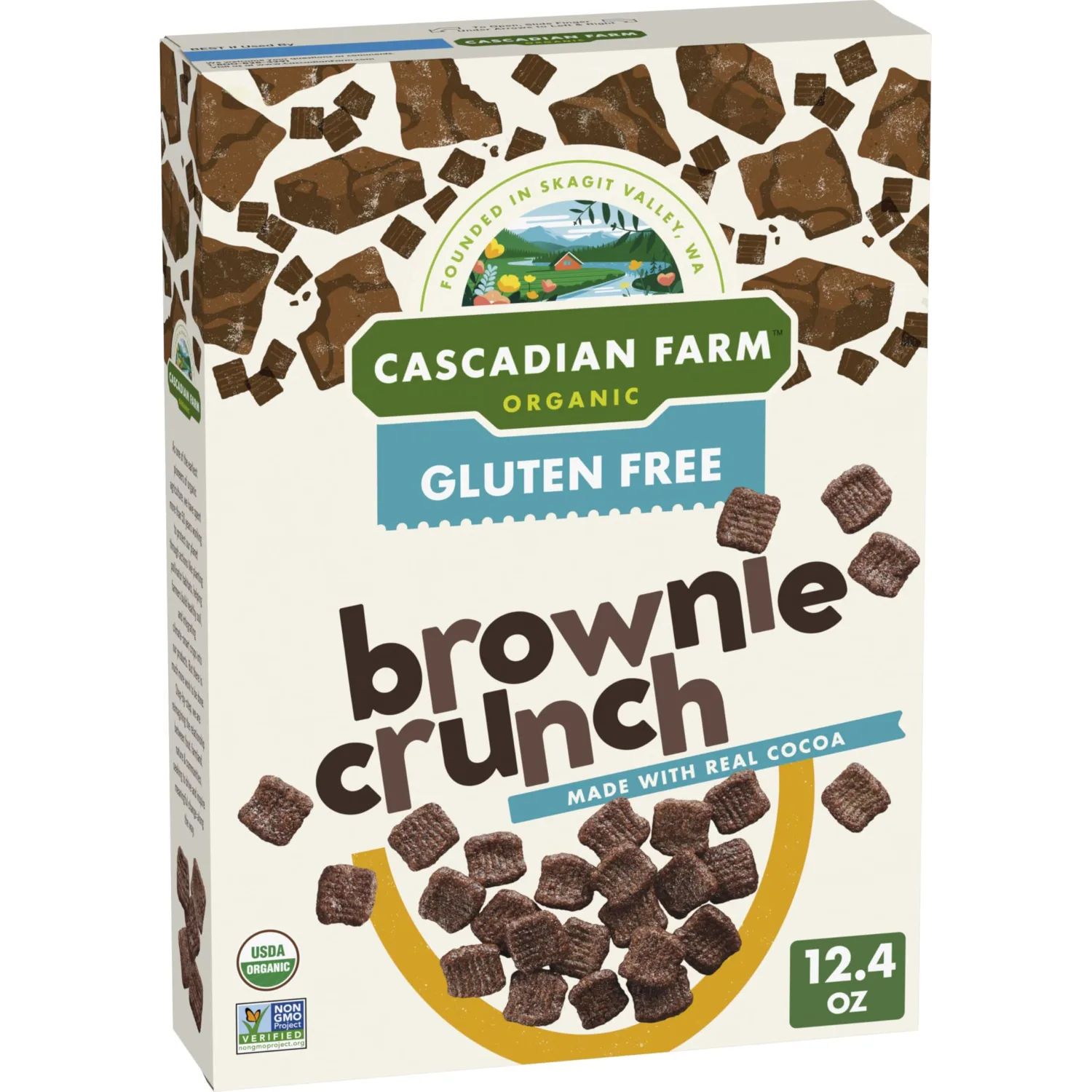 Cascadian Farm Organic Brownie Crunch Cereal, Gluten Free, Whole Grain and Made with Real Cocoa, 12.4 oz