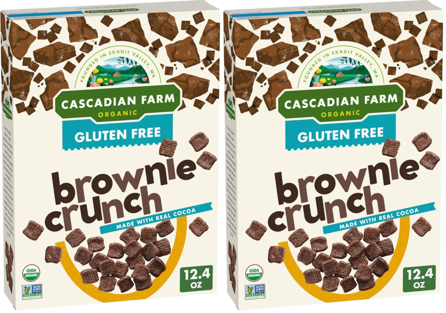 Cascadian Farm Organic Brownie Crunch Cereal, Gluten Free, Whole Grain and Made with Real Cocoa, 12.4 oz (Pack of 2)