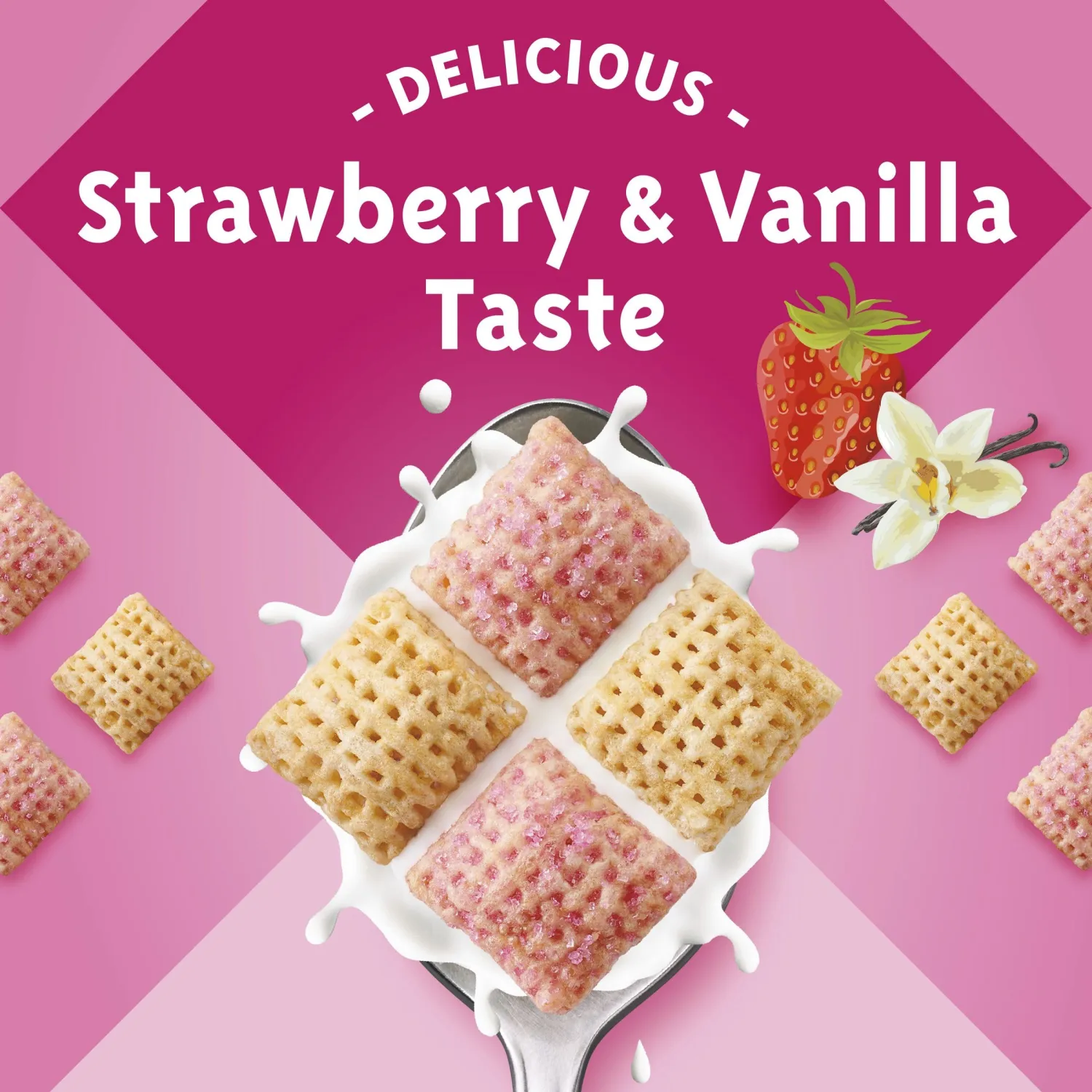 Strawberry Vanilla Chex Cereal, Gluten Free Breakfast Cereal, Made with Whole Grain, Family Size, 19.8 oz
