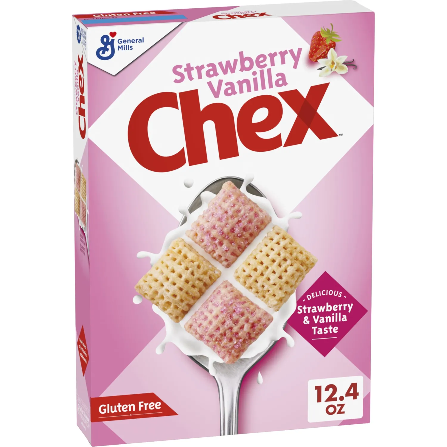 Strawberry Vanilla Chex Cereal, Gluten Free Breakfast Cereal, Made with Whole Grain, 12.4 oz (Pack of 6)