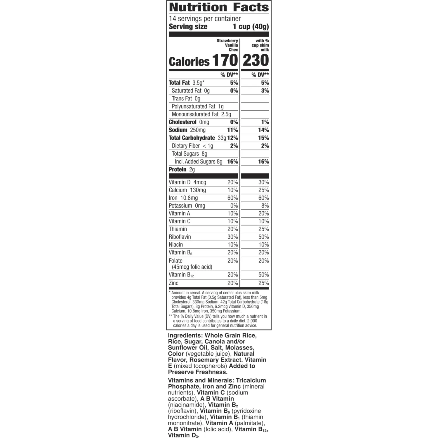 Strawberry Vanilla Chex Cereal, Gluten Free Breakfast Cereal, Made with Whole Grain, Family Size, 19.8 oz (Pack of 2)