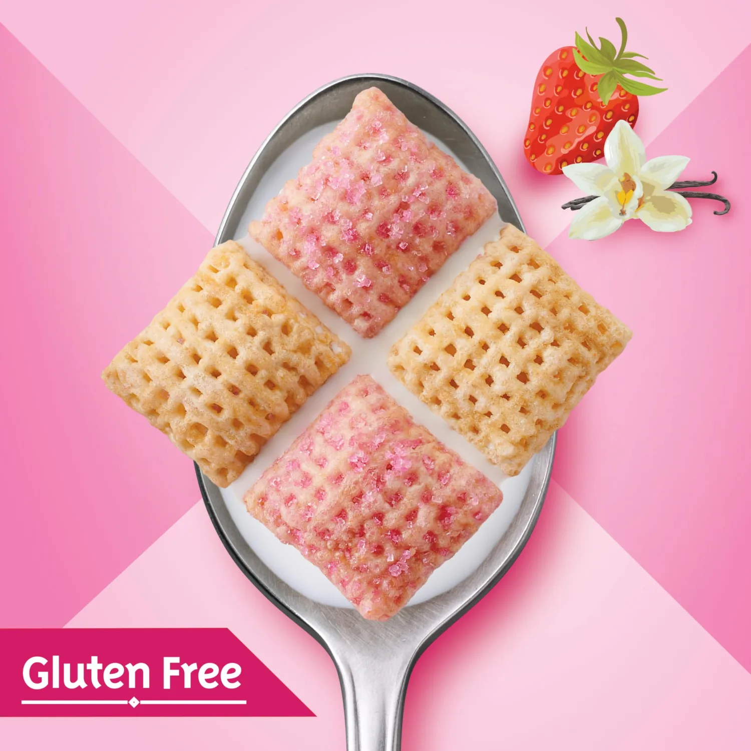 Strawberry Vanilla Chex Cereal, Gluten Free Breakfast Cereal, Made with Whole Grain, Family Size, 19.8 oz (Pack of 2)