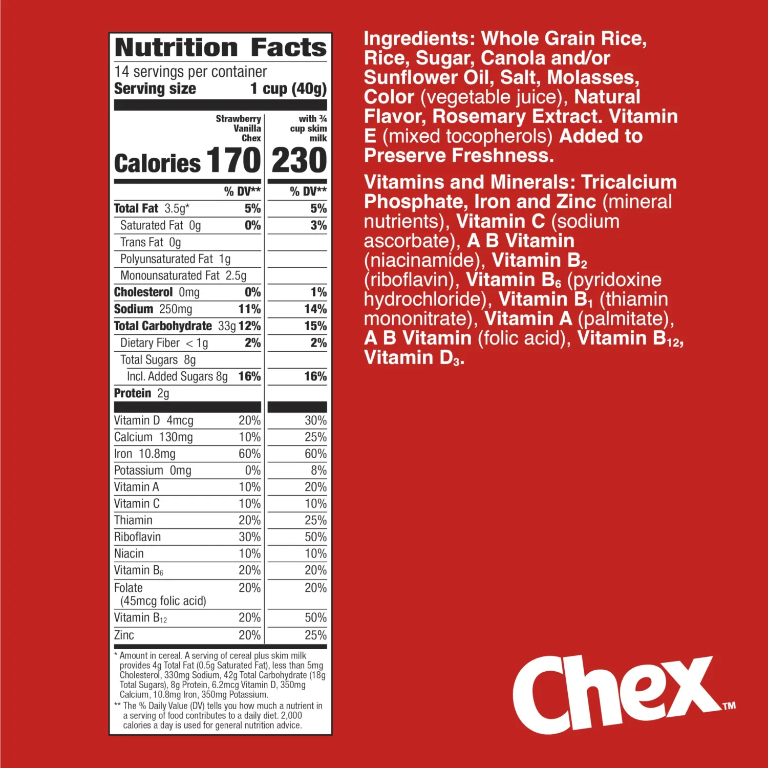 Strawberry Vanilla Chex Cereal, Gluten Free Breakfast Cereal, Made with Whole Grain, Family Size, 19.8 oz (Pack of 5)