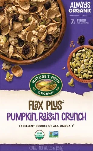 Nature's Path Flax Plus Organic Cereal, Pumpkin Raisin Crunch, 12.35 Oz Box (Pack of 2)