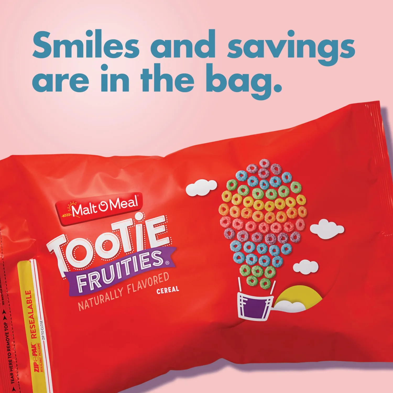 Malt-O-Meal Tootie Fruities Breakfast Cereal, Colorful and Fruity, Family Size, 50 oz Resealable Bag