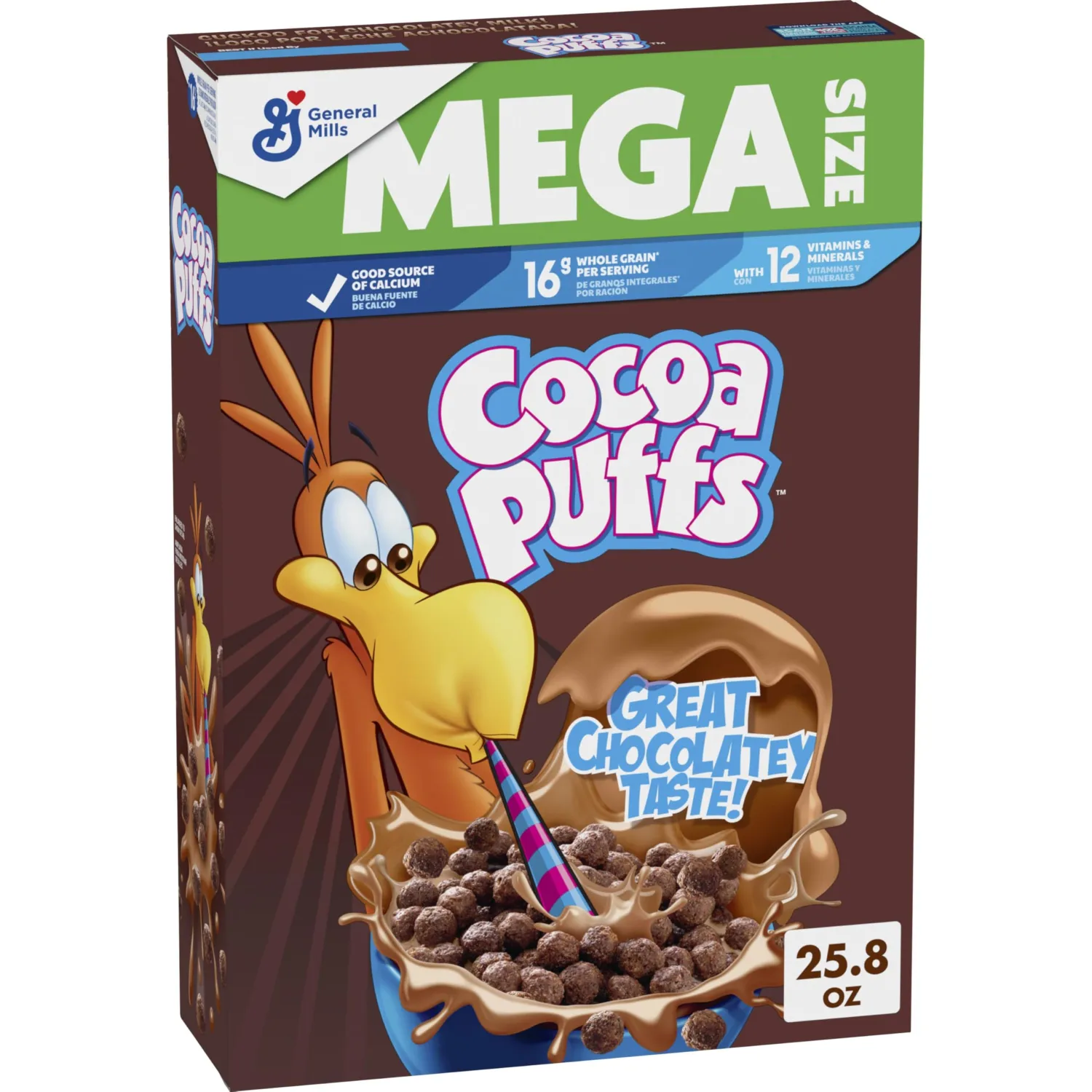Cocoa Puffs, Chocolatey Breakfast Cereal, Made with Whole Grain, Mega Size, 25.8 oz