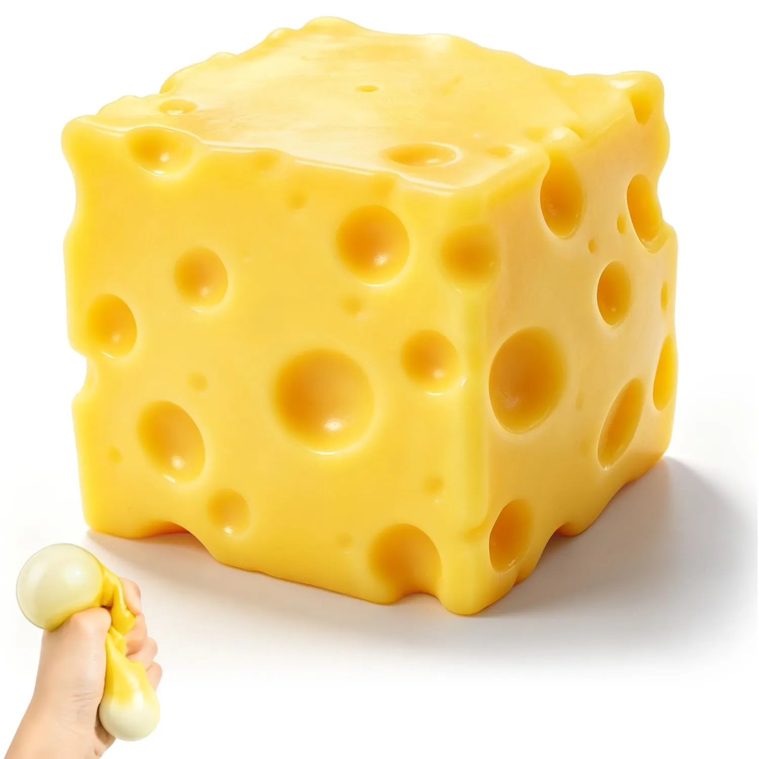 Cheese Squishy Stress Relief Toy, Soft Slow Rising Cheese Block Squeeze Toy, Novelty Fidget Sensory Toy for Anxiety Relief, Quiet Desk Toy Gift for Kids Teens and Adults