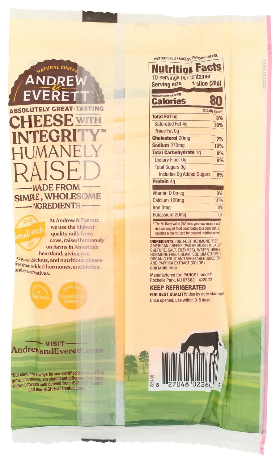 Andrew & Everett, Thin Sliced American Cheese, 7 oz