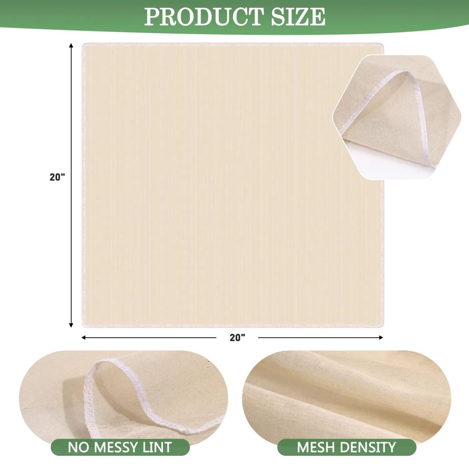 12 Pcs Organic Cheese Cloths 20x20 Inch, Reusable Grade 100 Cheesecloth for Straining,100% Unbleached Cotton Muslin Cheesecloth for Cheese Making, Cooking, Baking, Juicing