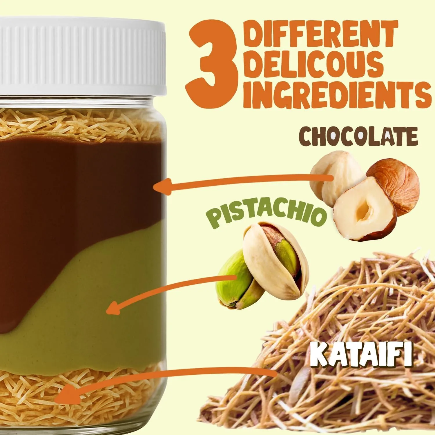 Dubai Chocolate Spread – 6.3 oz Jar with Pistachio, Kataifi & Gourmet Dubai Chocolate Filling for Pancakes, Breakfast, Snacks, and Desserts