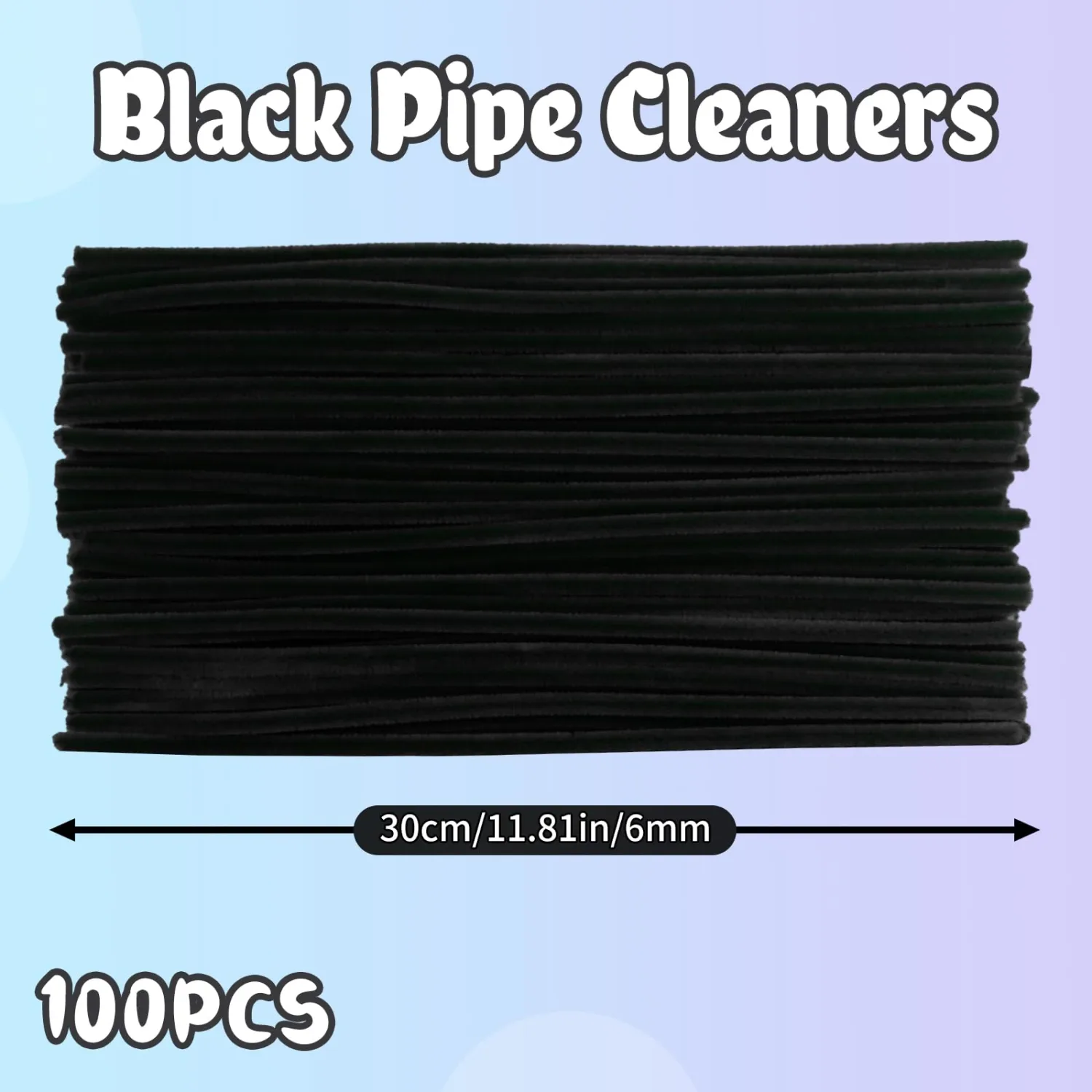 Black Pipe Cleaners Craft Bulk,Arts Crafts,100PCS Chenille Stems,Christmas Gifts Toys for Ages 8-13,Halloween Decorations Art Supplies for Projects Creative DIY Room Decor,Crafts for Adults